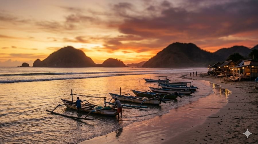 Selong Belanak beach high tide