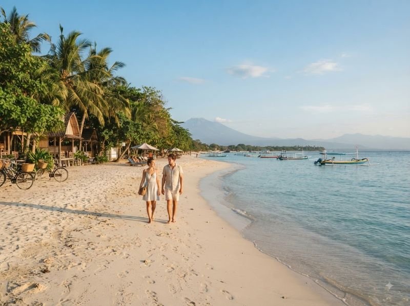 Gili Trawangan beaches during a quiet afternoon island walk