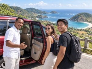 lombok easy driver with private car and coastal view