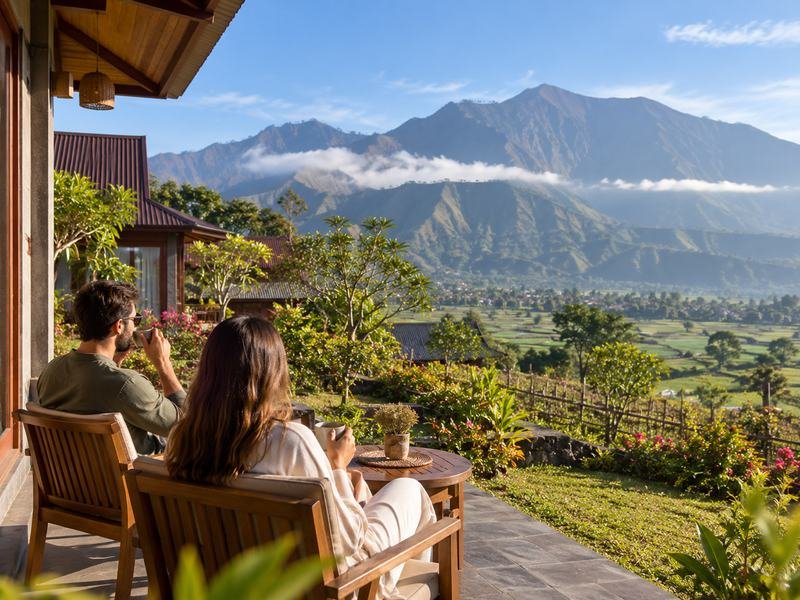 sembalun villa with mountain view