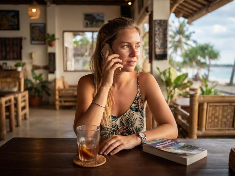 tourist check the latest arrival for Gili tour