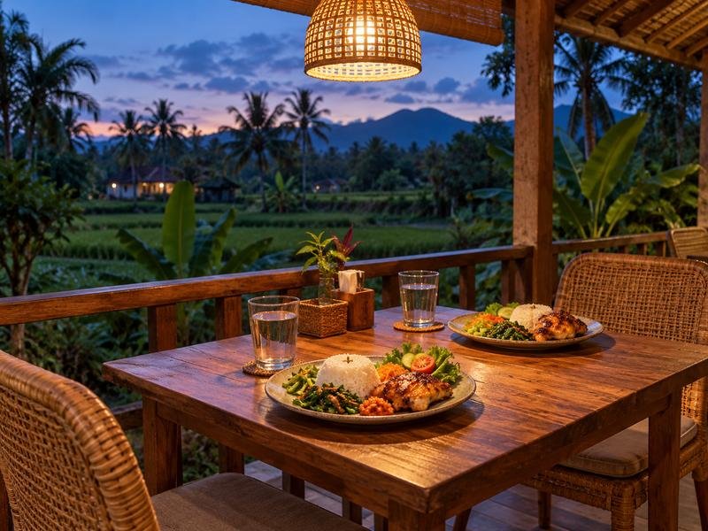 Dinner at a Tetebatu guesthouse