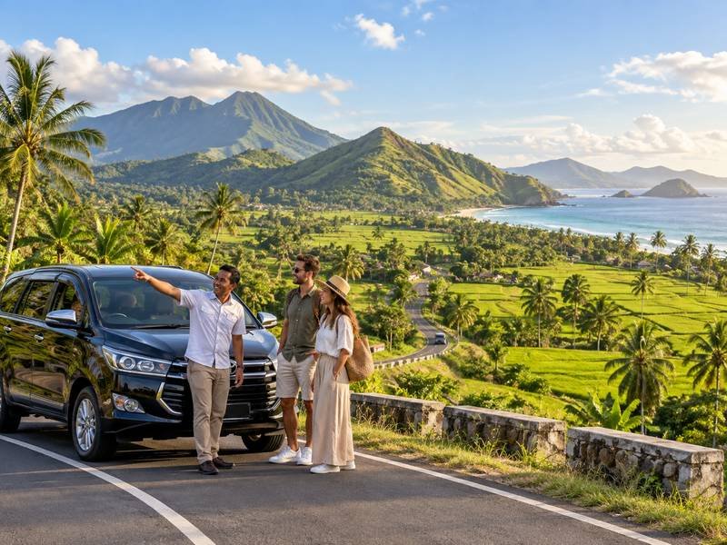 private driver route through Lombok countryside